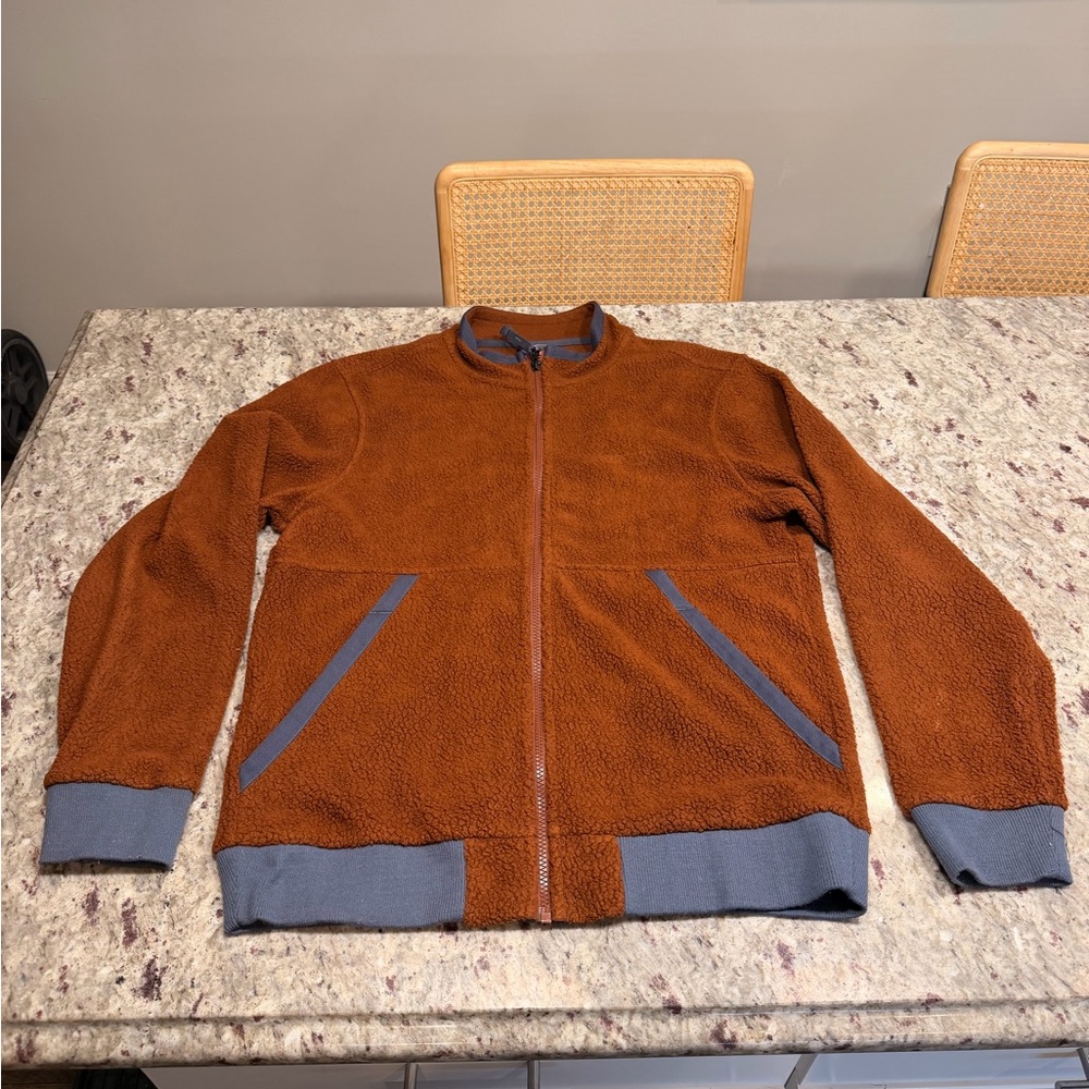 Men's Orange/Brown and Gray Fleece Zip Up